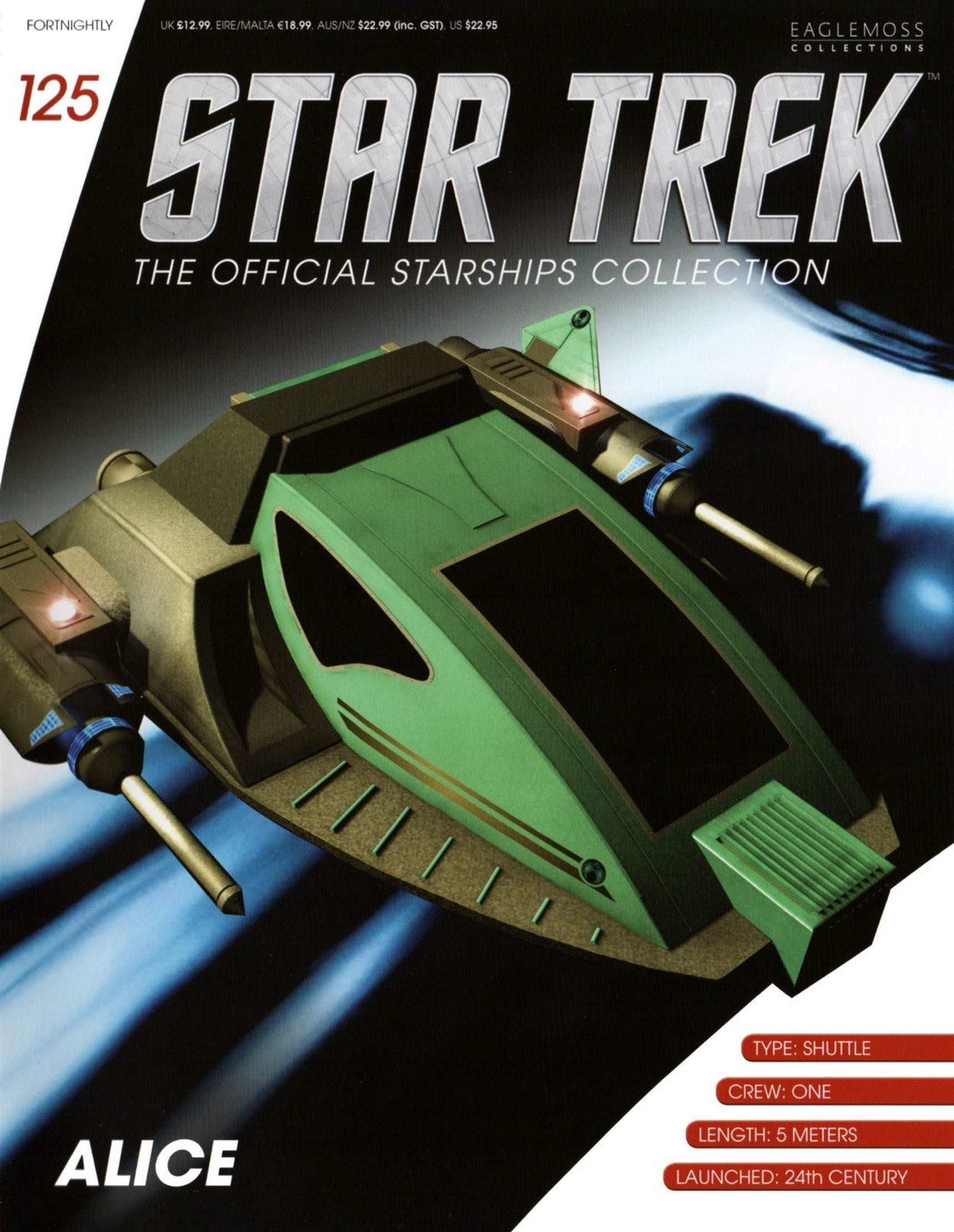 Eaglemoss Star Trek Starships Collection Issue 125 Alice Shuttle w/ Magazine