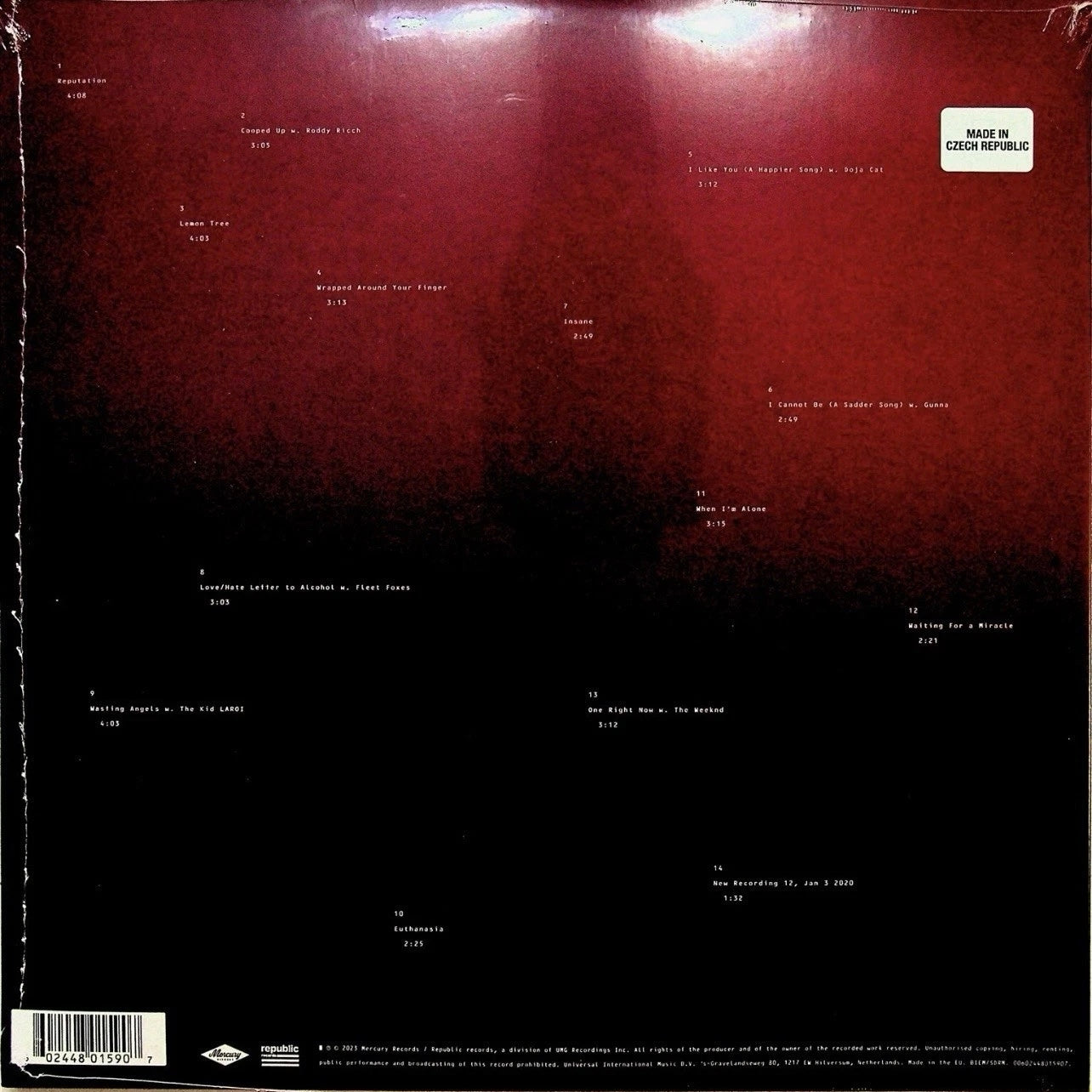 Post Malone - Twelve Carat Toothache. Opaque Silver Vinyl 2x12" LP Album