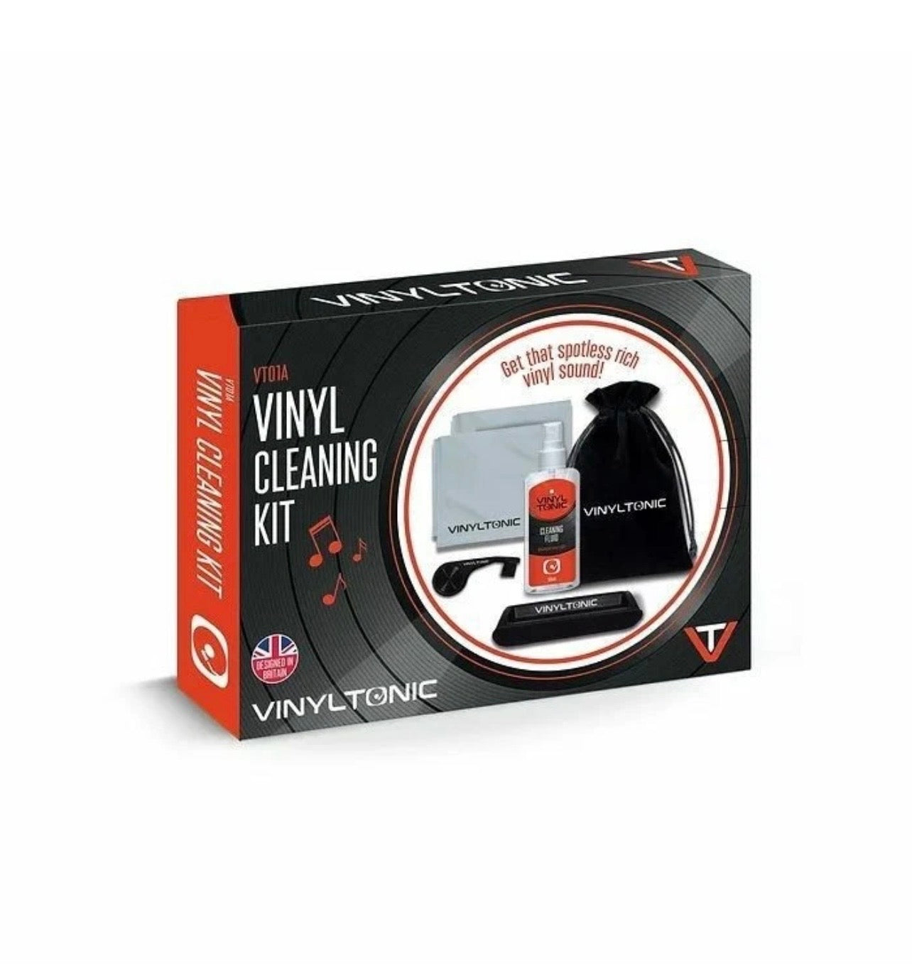 VinylTonic Vinyl Cleaning Kit VT01A 100ml Fluid + Cloths & Pouch