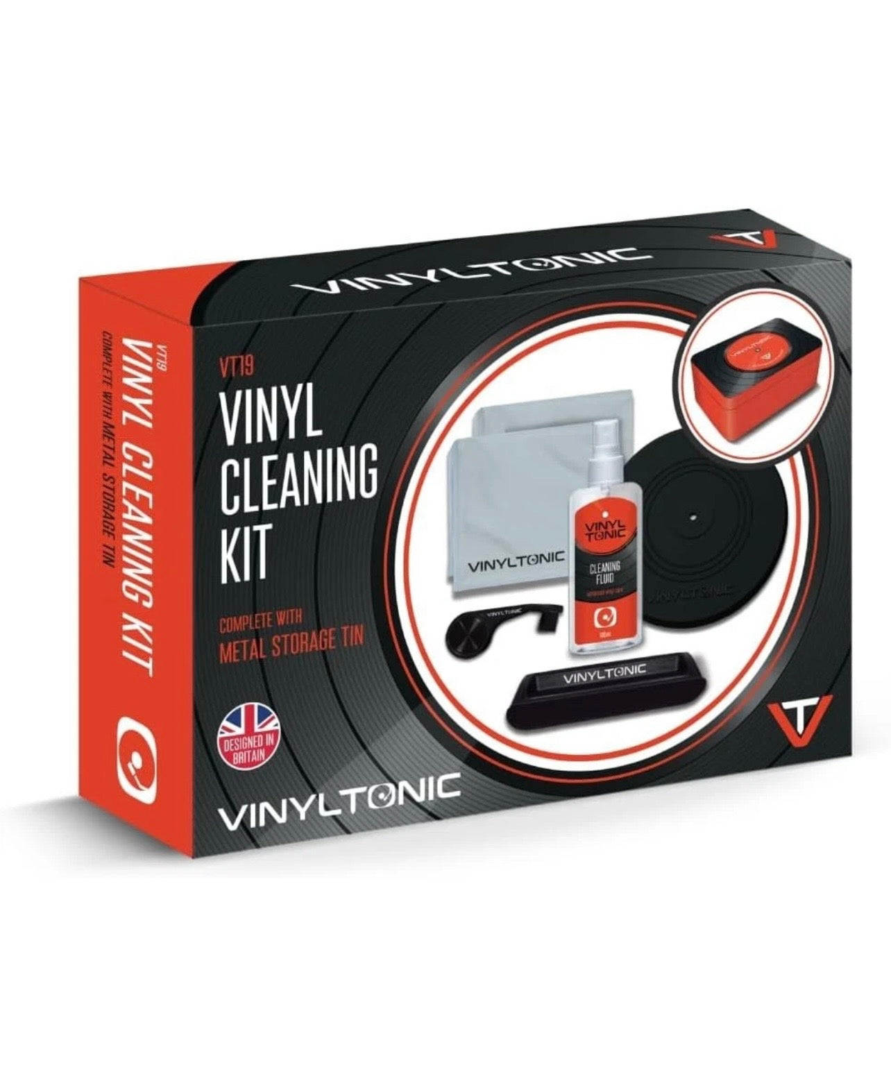 VinylTonic Vinyl Cleaning Kit VT19 100ml Fluid + Brush & Metal Tin