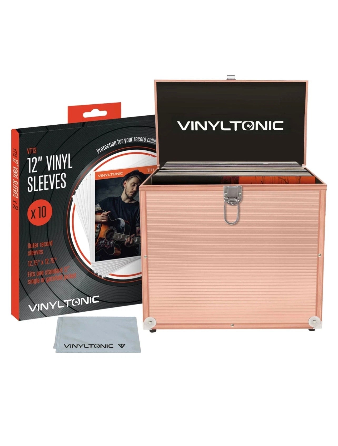 VinylTonic 12" Vinyl Storage Case Rose Gold 40 LP + Sleeves x10